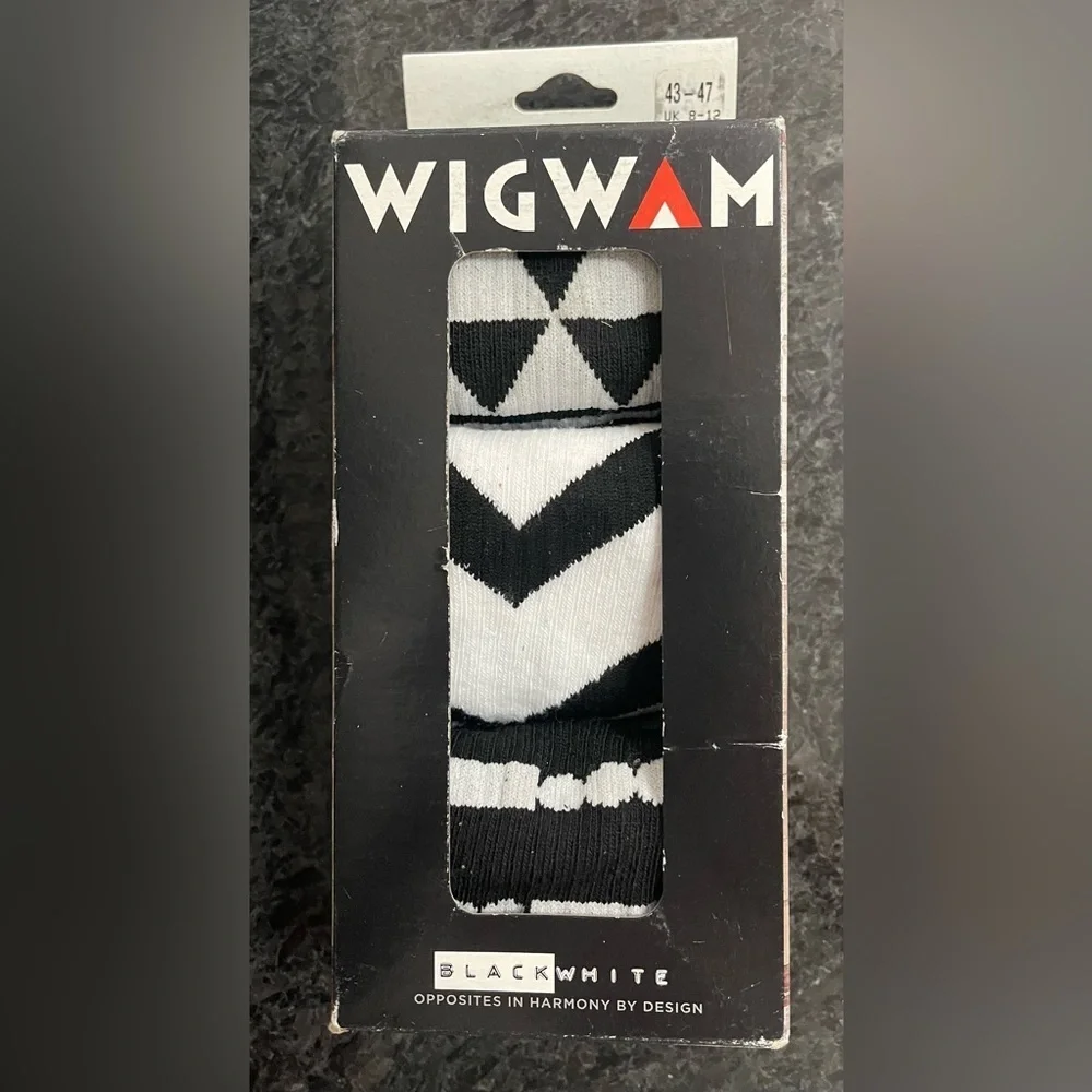 Wigwam 3 Pairs Black and White Patterned Men's (or Women’s) Socks